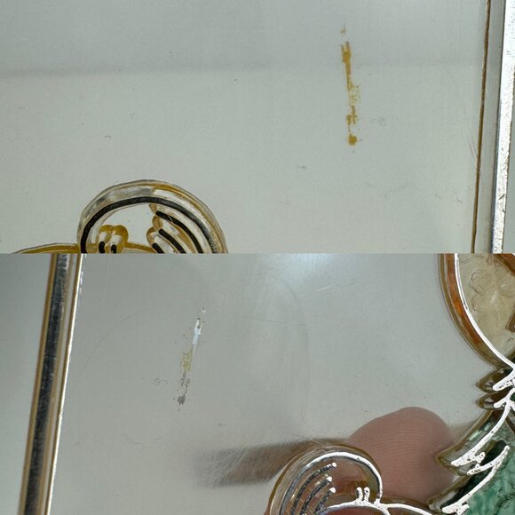 Vtg Retro Mr Mrs Santa Claus Christmas Plastic Faux Stained Glass Suncatcher - Picture 5 of 8